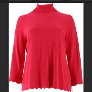 Isaac Mizrahi Scallop Hem Turtleneck Sweater